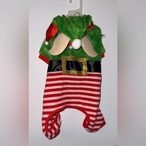 NWT Dog Red and Green Christmas elf jumpsuit/costume size medium